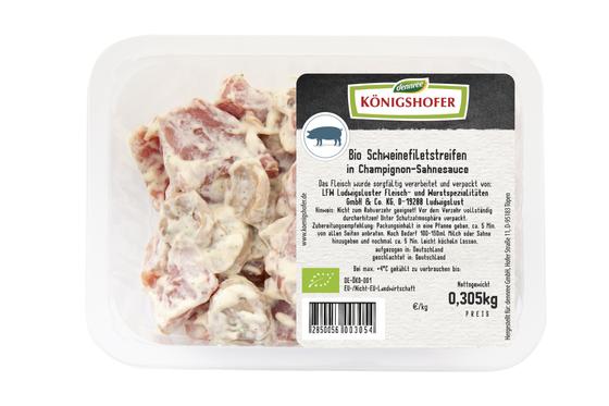Bio-Schweinefilter in Champignon-Sahnesauce im BioMarkt vorbestellen