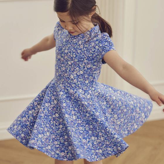 Müsli by Green Cotton Puff Swing Dress Primrose Azure Blue