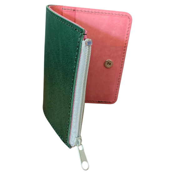 Mix Stitch Wallet Herr Pong for Heipl Berlin, Green Pink