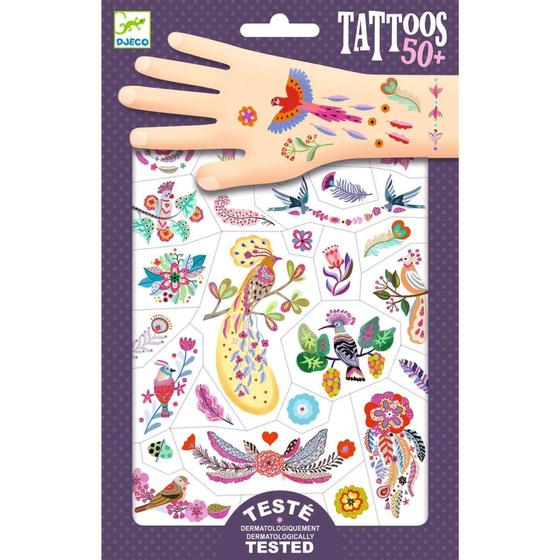 Djeco Tattoos Farbenfrohe Vogelwelt
