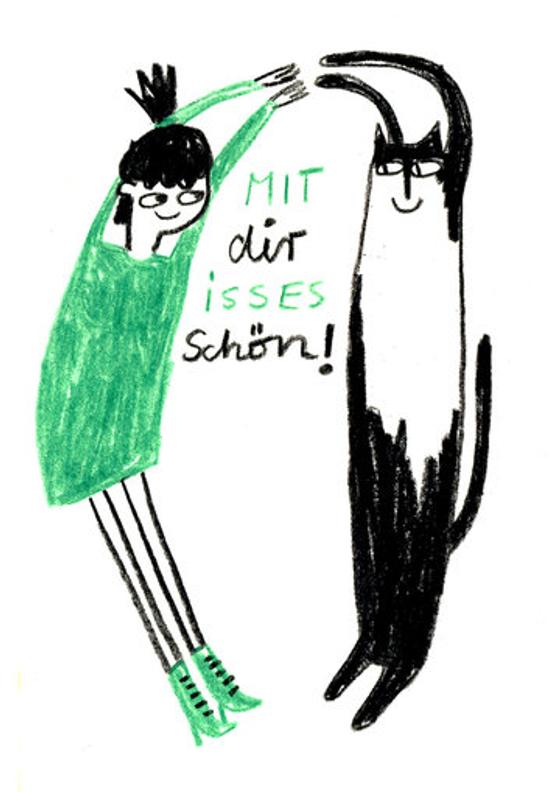 Postkarte Mit dir isses schön von Slinga Illustration