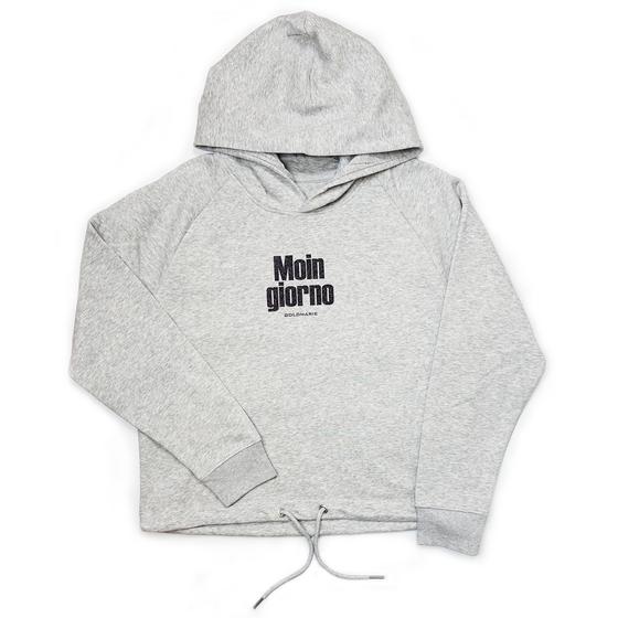 goldmarie Hoodie Short MOINGIORNO - hellgrau meliert-schwarz mit Glitzer 