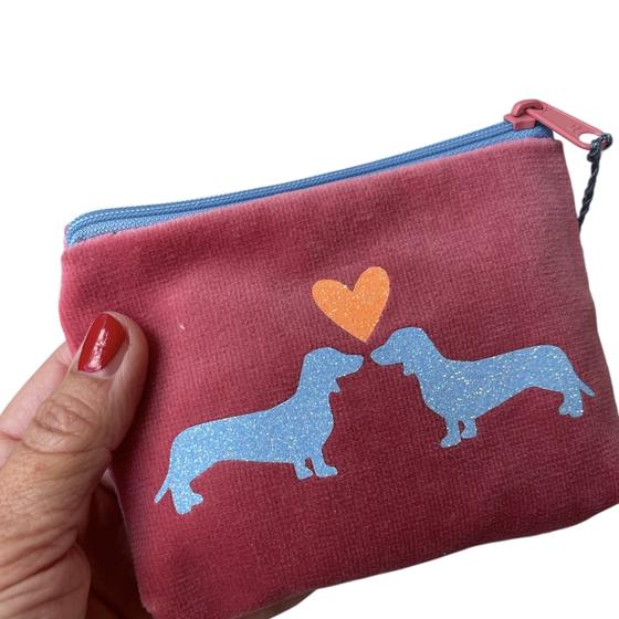 Frau Heidelberg Kosmetiktasche S rosa hellblau DACKEL