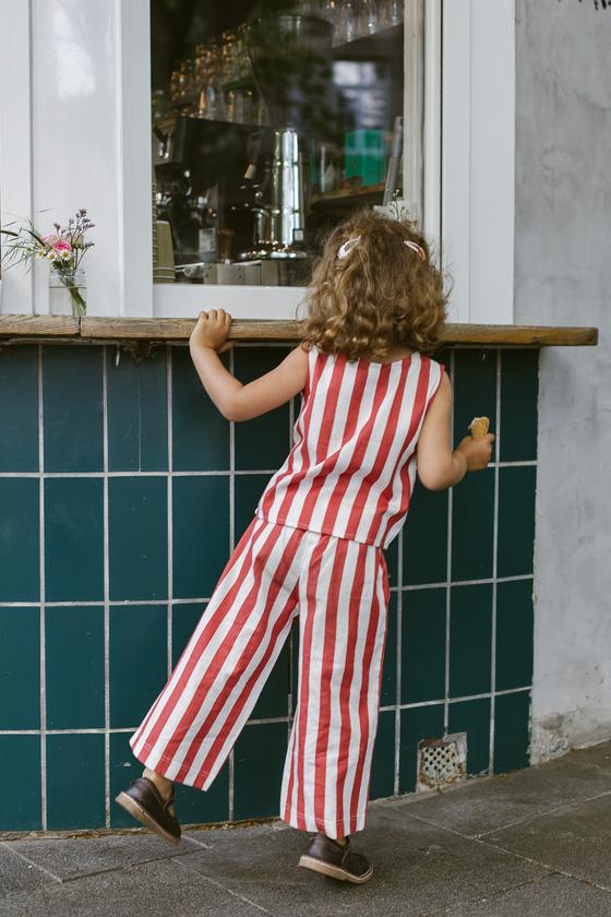 Twill-Top "FARI", Biobaumwolle, GOTS-zertifiziert, rot-gestreift