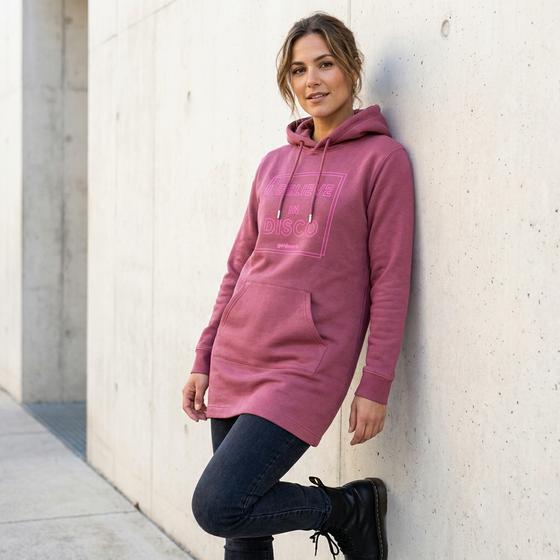 goldmarie Hoodie Sweatkleid I BELIEVE IN DISCO - pastell weinrot - neon pink