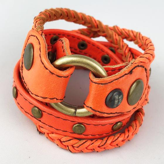 goldmarie Wickelarmband STRINGS Leder vintage-orange