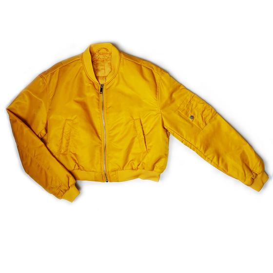 goldmarie Bomberjacke LOVE PEACE MOIN - Leo Label - goldgelb 