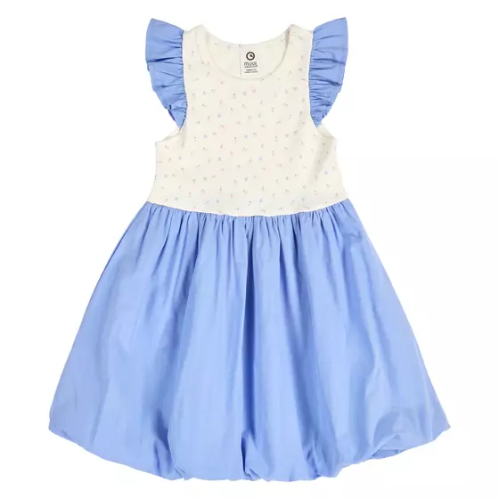 Müsli by Green Cotton Spring Frill Dress Bubble Tofu Shell Blue