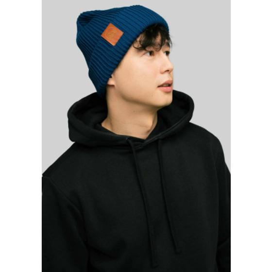 Hat warm thick, Navy Blue 100% Biobaumwolle