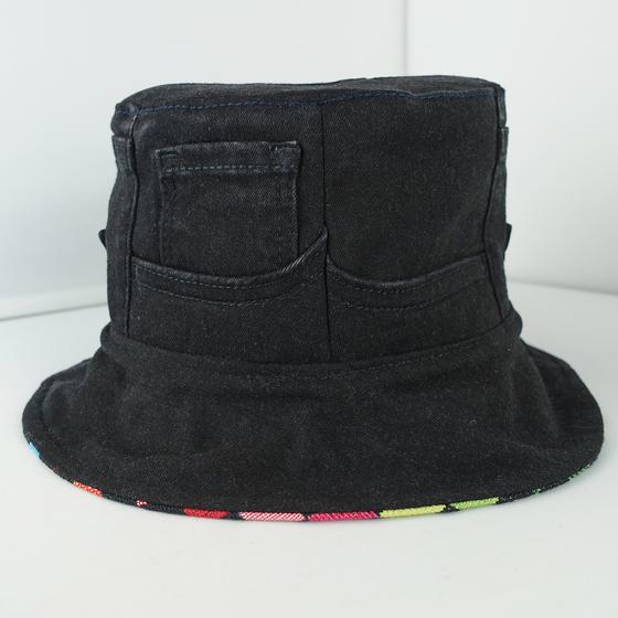goldmarie Bucket Hat Hut LOVE PEACE MOIN - JEANS Recycelt - denim schwarz - reversible LOVE IS MY SUPERPOWER