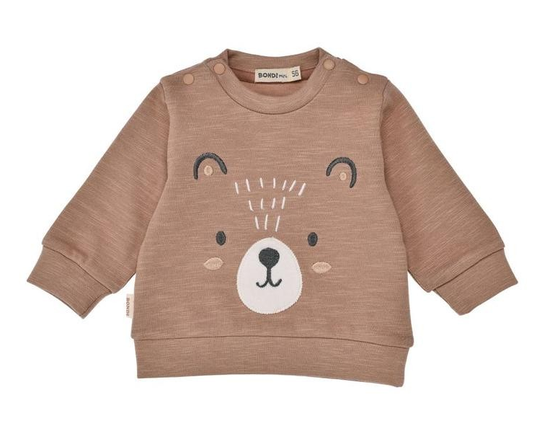 Langarmshirt "Bär", Baumwolle, toffee