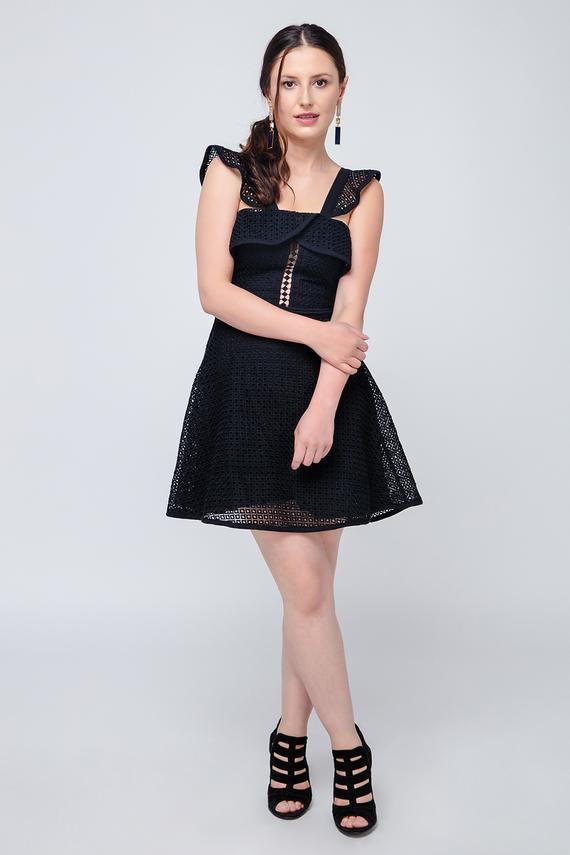 Cocktail Kleid mit Lochmuster und Tellerrock