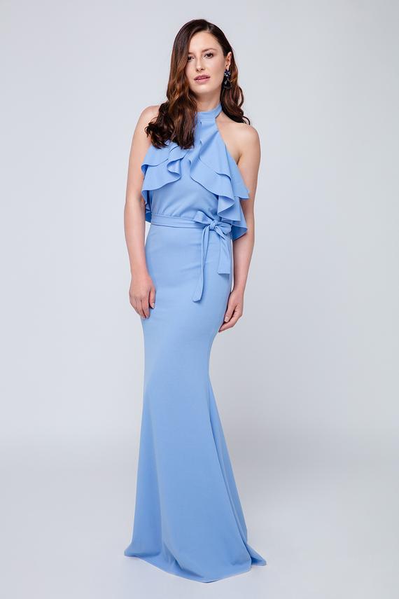 Neckholder Kleid mit Volants
