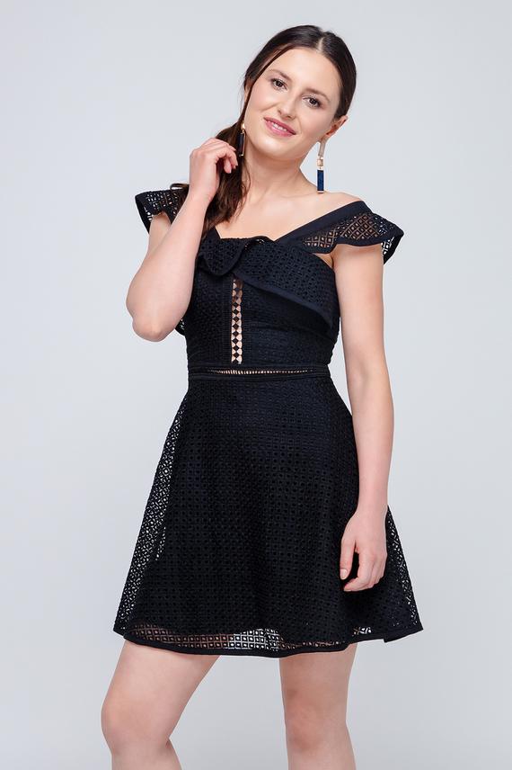 Cocktail Kleid mit Lochmuster und Tellerrock
