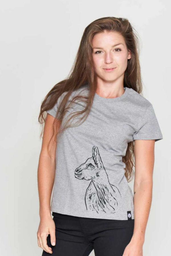 VUNDERLAND T-Shirt ZIEGE tailliert hellgrau vorne