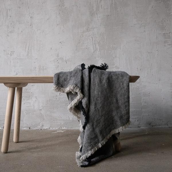 Leinen Plaid rustikal grau 135x250 cm