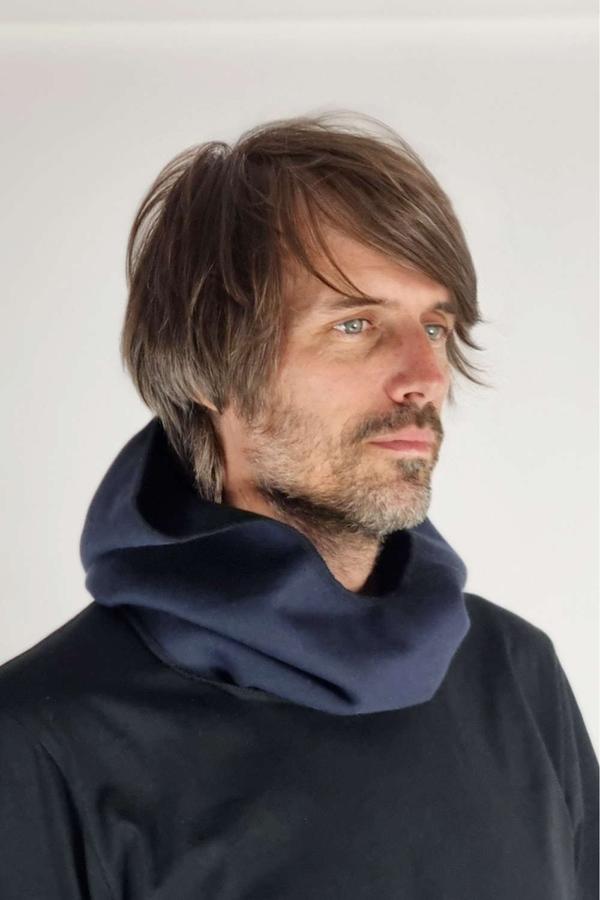 LUMEN ORGANIC Kapuzenloop BIO-BAUMWOLLFLEECE blau