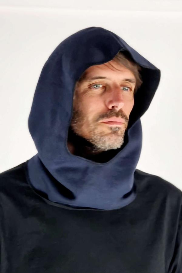 LUMEN ORGANIC Kapuzenloop BIO-BAUMWOLLFLEECE blau