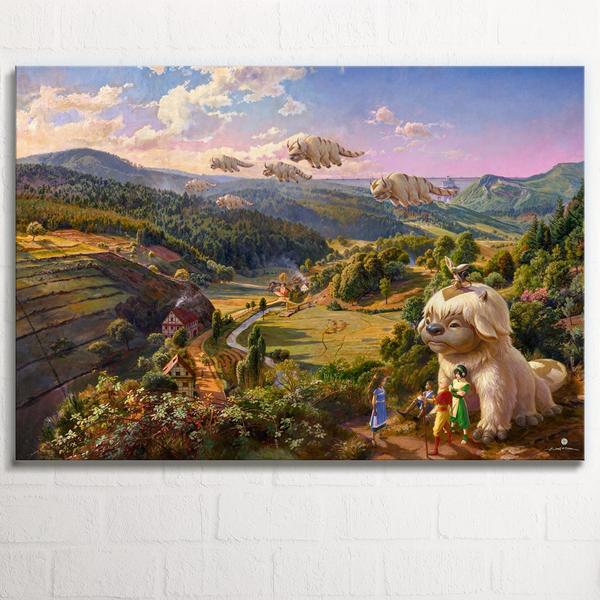 Flying bison over Black Forest - Leinwandbild