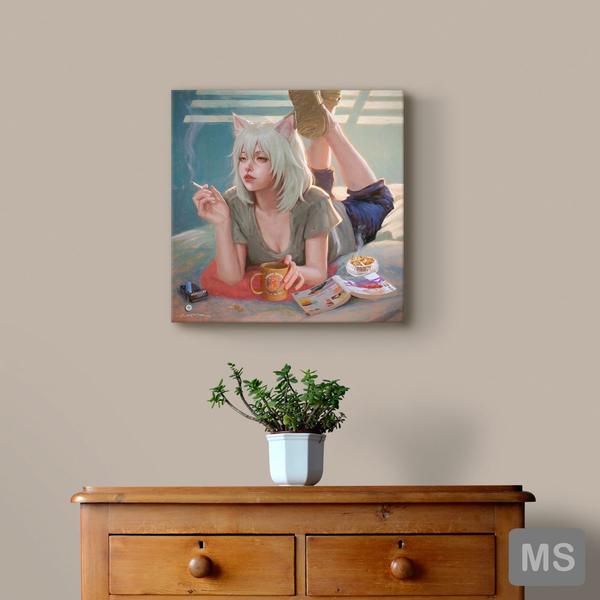 Yani Neko Square Canvas Print