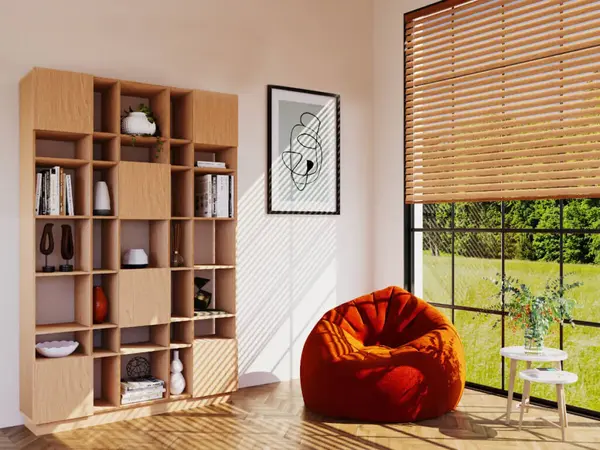 Bücherregal Grid 7x5 mit Schränken Eiche Natur