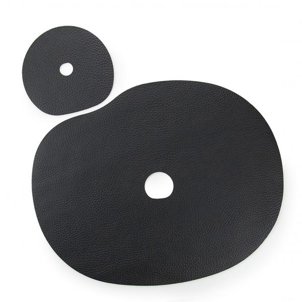 Tassenuntersetzer Leder schwarz Design
