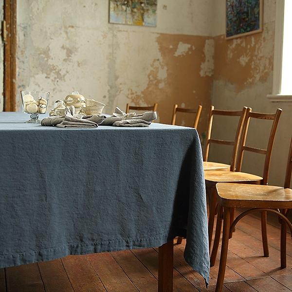 Tischdecke Leinen blau Design