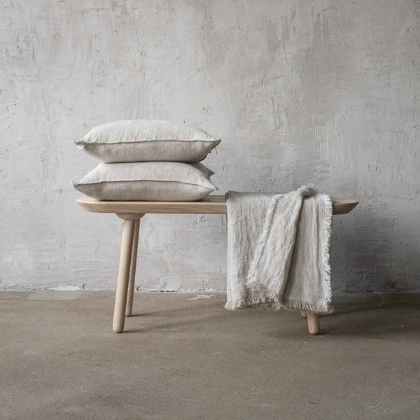 Leinen Plaid beige Landhaus 135x250 cm
