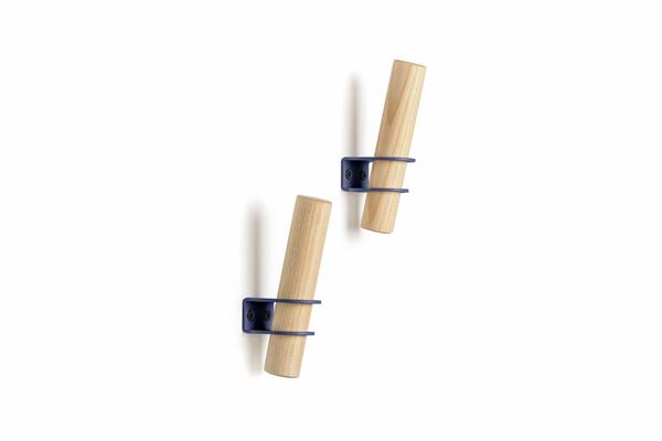 Wandhaken Holz & Metall blau für Garderobe