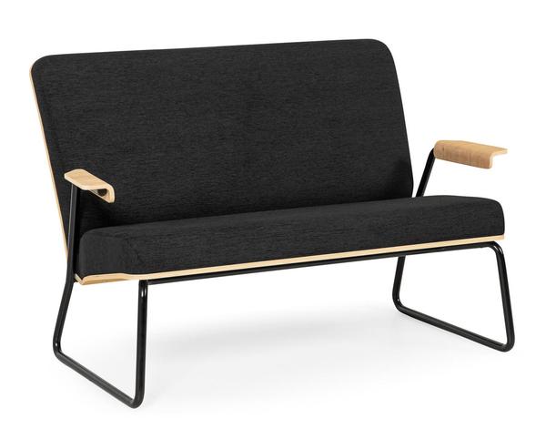 2er-Sofa schwarz mit Metallfüßen