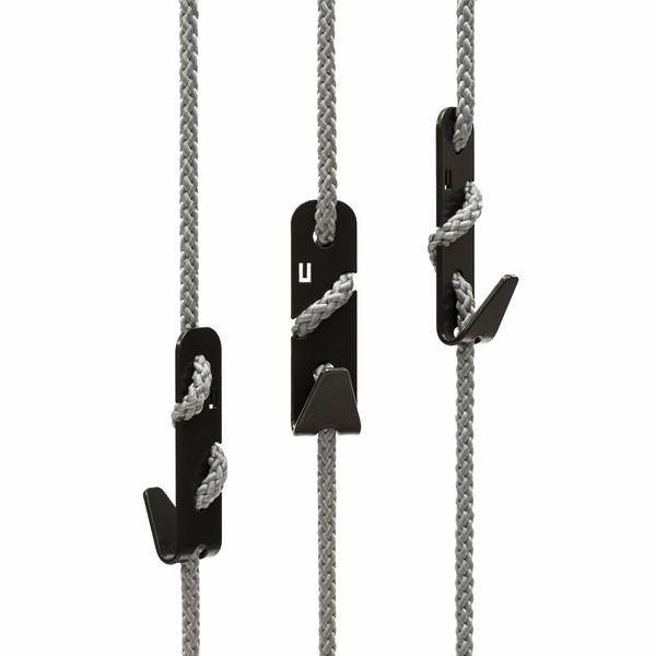 Hängegarderobe Konksnöör grau & schwarz