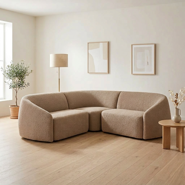 Modulsofa ROUND für 3 Personen in beige - Ecksofa im skandinavischen Stil