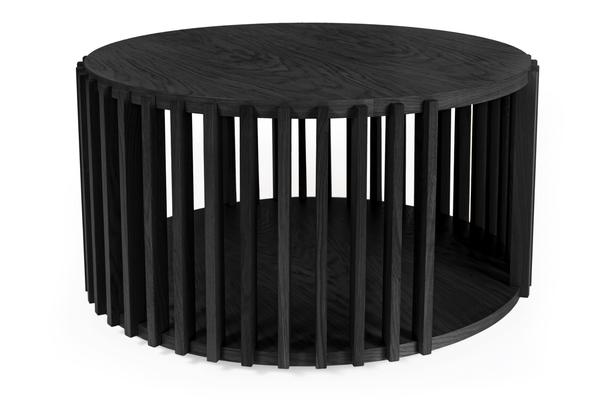 Minimalistischer Couchtisch Holz rund schwarz