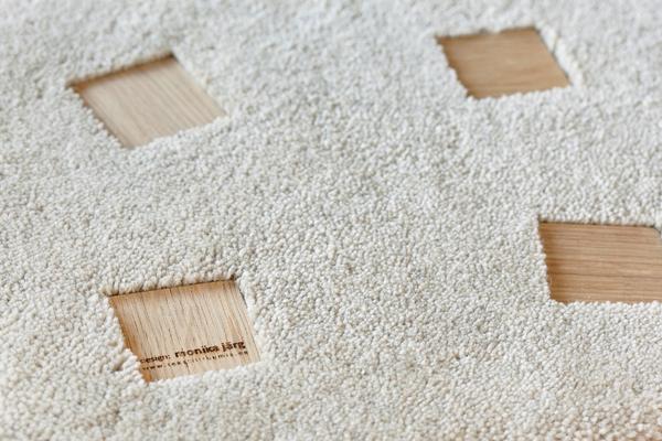 140x200 cm Wollteppich MOSS WOODY hellbeige