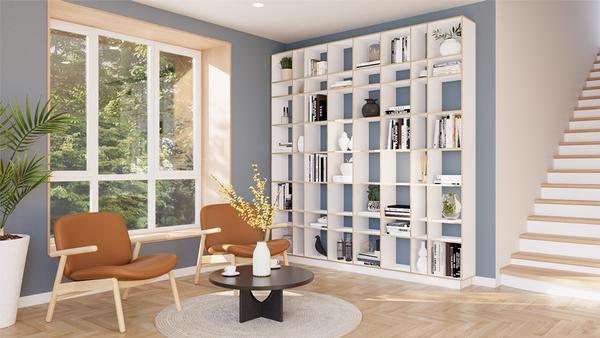 Stilvolles Weisses Bücherregal im Skandi-Look - perfekt für jedes Wohnzimmer