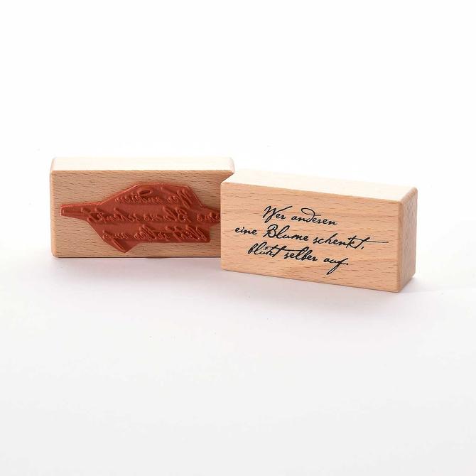 Holzstempel "Wer anderen eine Blume schenkt", 8x4 cm