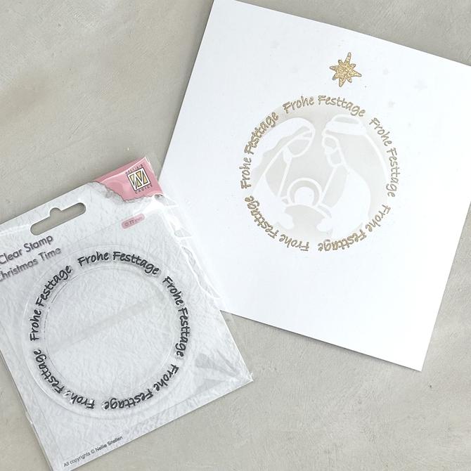 Clear Stamp "Frohe Festtage Kreis", 7,7cm Durchm.