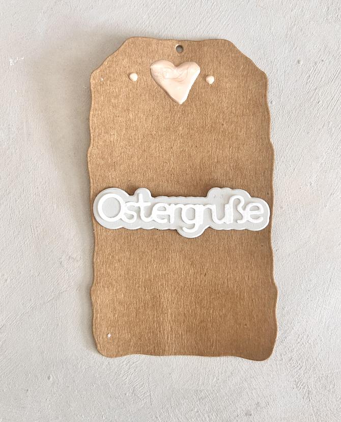 Stanzschablone Schriftzug mit Schatten "Ostergrüße", 4-tlg.