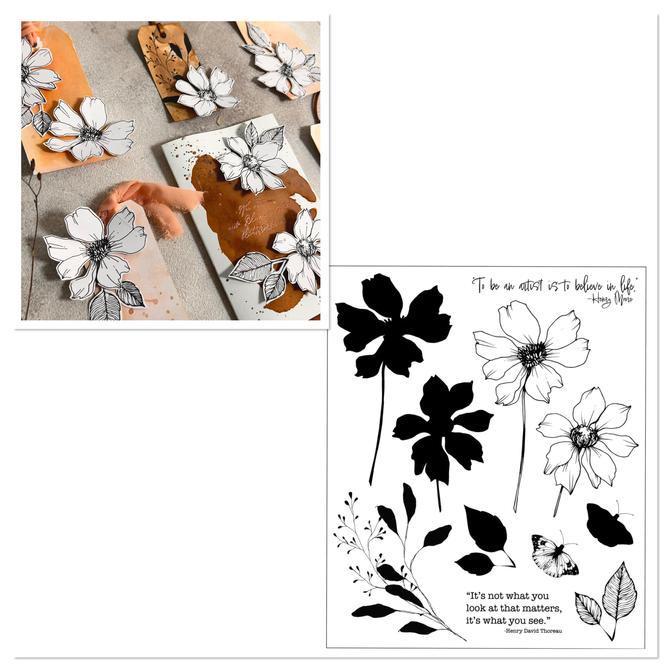 Clear Stamp Set "Wild Blooms by Willow W.", 11-tlg, 12,7x20,3cm 
