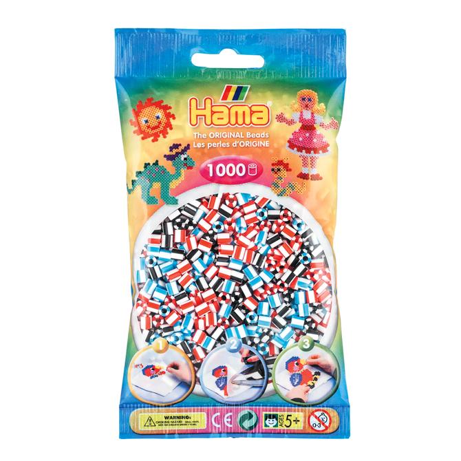 Bügelperlen ca. 1.000, bunte Midi Bastelperlen, Ø 5 mm, im Streifen Mix