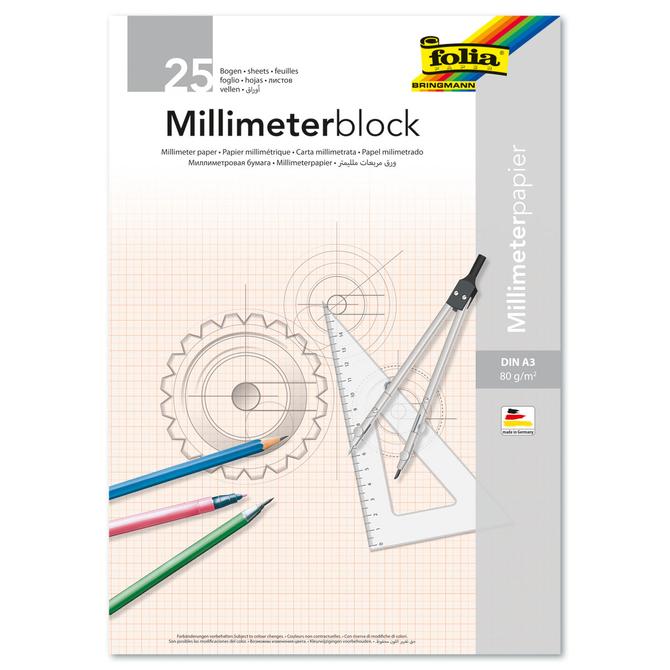Millimeterblock 80g/m², DIN A3, 25 Bogen