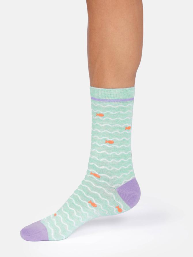 Thought WOMENS WAVY FISH STRIPE BAMBOO SOCKS