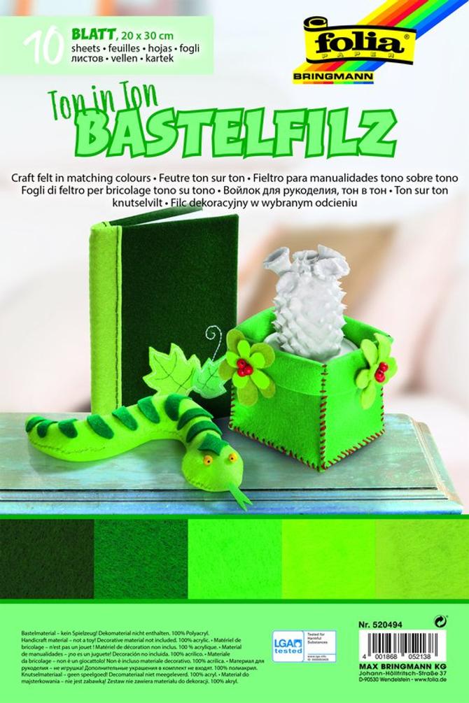 Bastelfilz TON-IN-TON MIX 150 g/m², 20 x 30 cm, grün