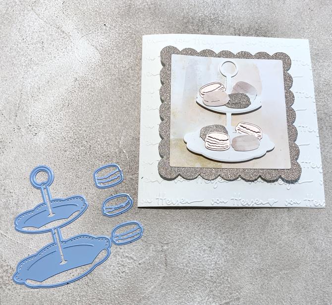 Stanzschablone Etagere mit Macarons, bis 6,5x8cm, 4-tlg.