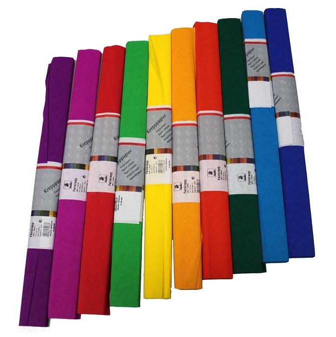 Krepppapier, 10 Rollen, 50 x 250 cm, Farben sortiert