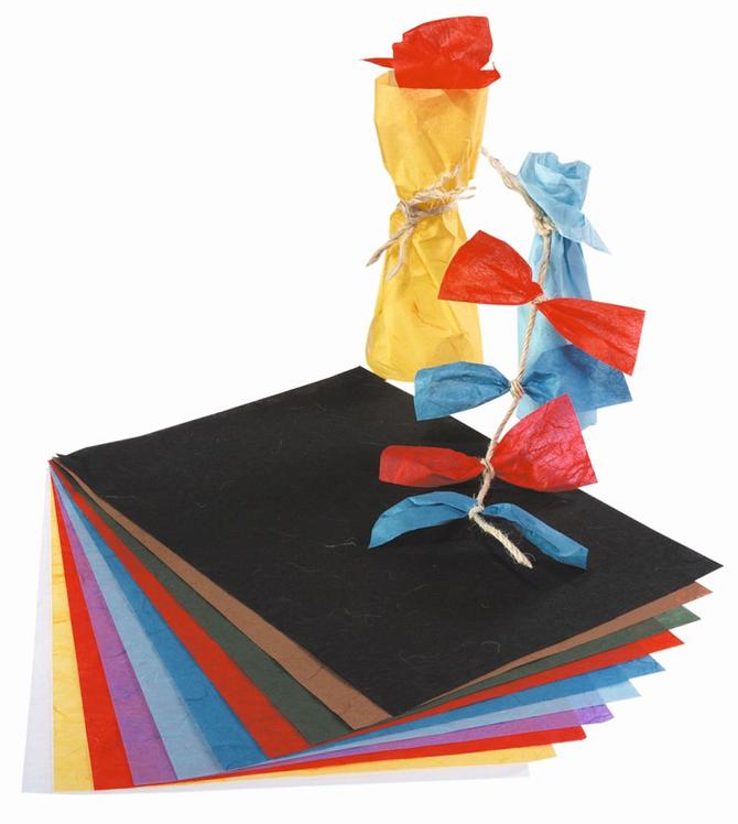 Faserseide 25 g/m², 47 x 64 cm, 25 Bogen, farbig sortiert