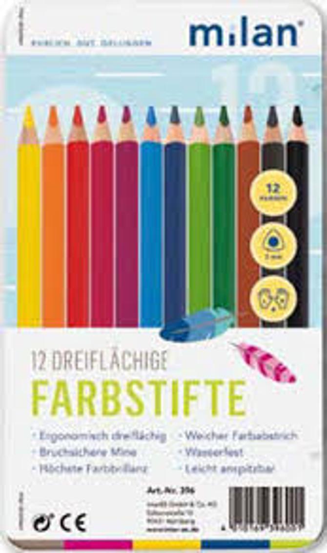 MILAN Farbstifte hexagonal, 12 Stück im Pappetui