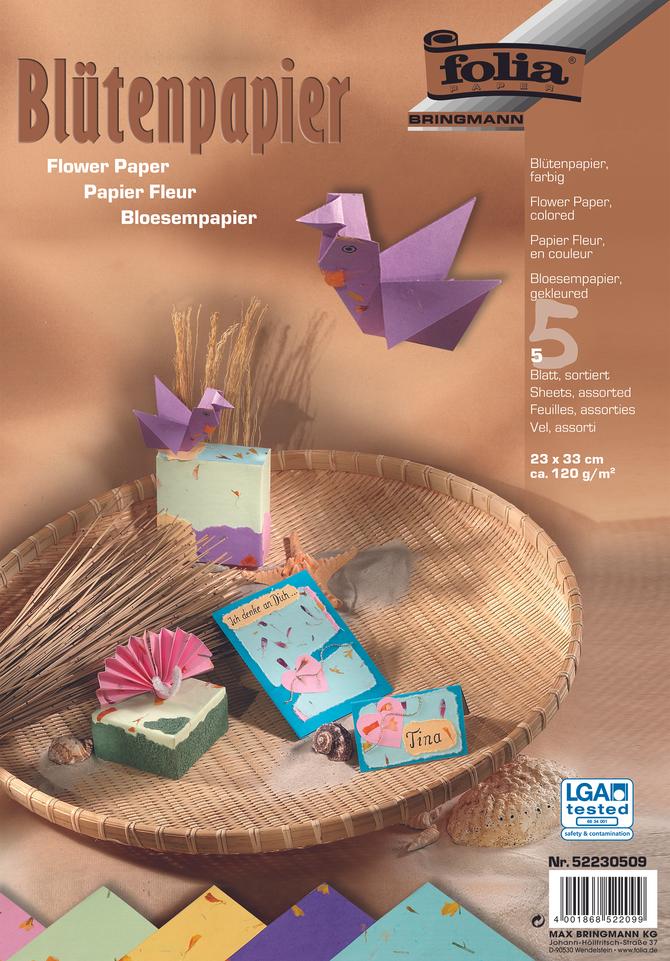 Blütenpapier, 120 g/m², 23 x 23 cm, weiß, verschiedene Motive sortiert