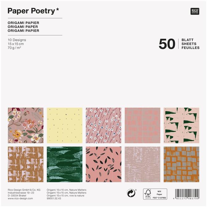 Motiv Origami Papier "Nature matters, 15x15cm, 70g/qm, 50 Blatt 