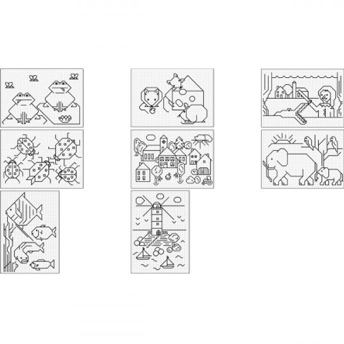 Stickkarton 300 g/qm 17 x 24 cm - 40 Blatt mit 8 Motiven